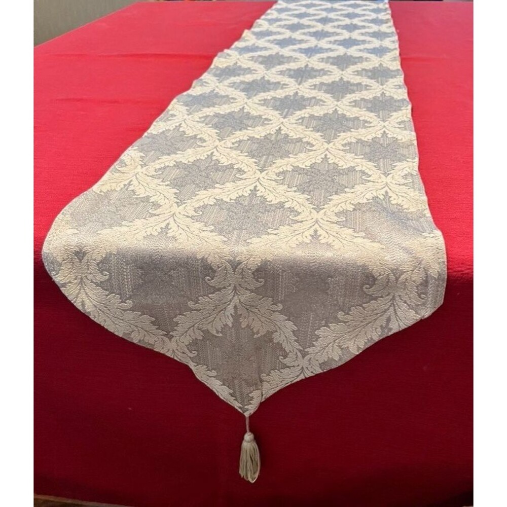 JC Penney Table Runner Light Green with Tassels 67x12.5